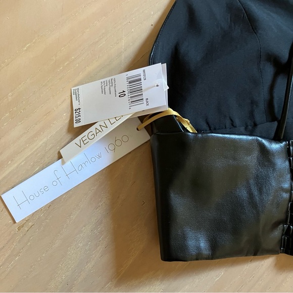 HOUSE OF HARLOW 1960 Black Vegan Leather Bralette Crop Top 10 NWT - Picture 5 of 8